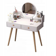 Toeletta da trucco con specchio, bianca, grande, con cassetti, stile loft, 80 cm