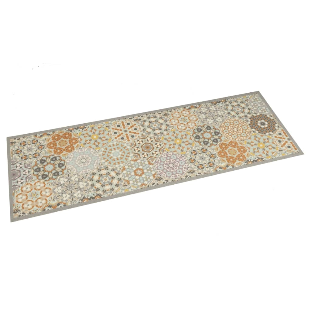 Tappetino da cucina lavabile in morbido velluto antiscivolo 150 x 45 cm design esagonale in poliammide pastello 02_0056468