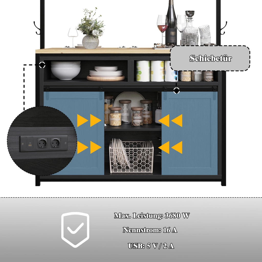 MOBILE DA CUCINA con piano di lavoro 107x62x183 cm Nero MDF e metallo