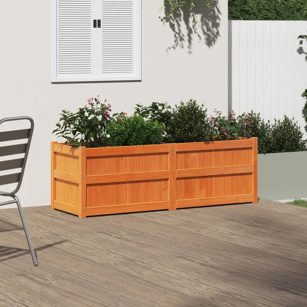 Fioriera Giardino-Vaso da Esterno-Contenitore per Piante Marrone Cera 150x50x50 cm Legno Massello Pino