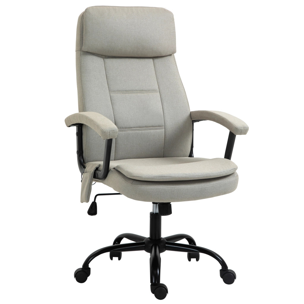 Poltrona da Ufficio Massaggiante Ergonomica con Schienale Reclinabile e Altezza Regolabile ¨C Zephmum ¨C Beige, Tessuto