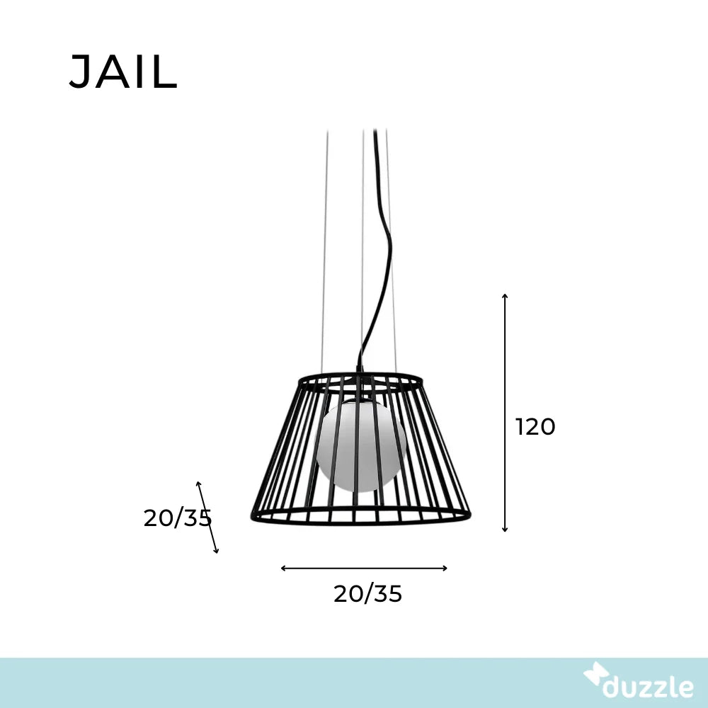 Lampada a sospensione Jail in metallo nero | Duzzle