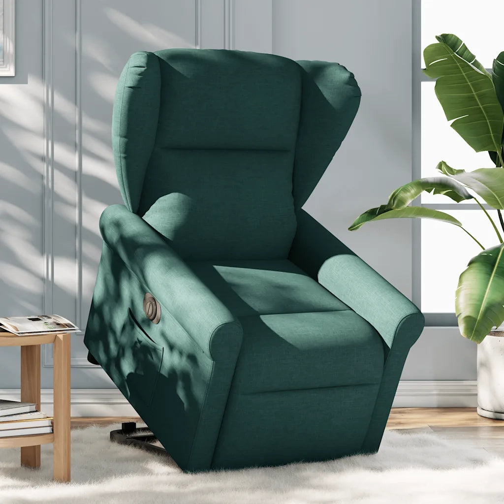 Poltrona Alzapersona Reclinabile Elettrica Verde Scuro Tessuto 3303400