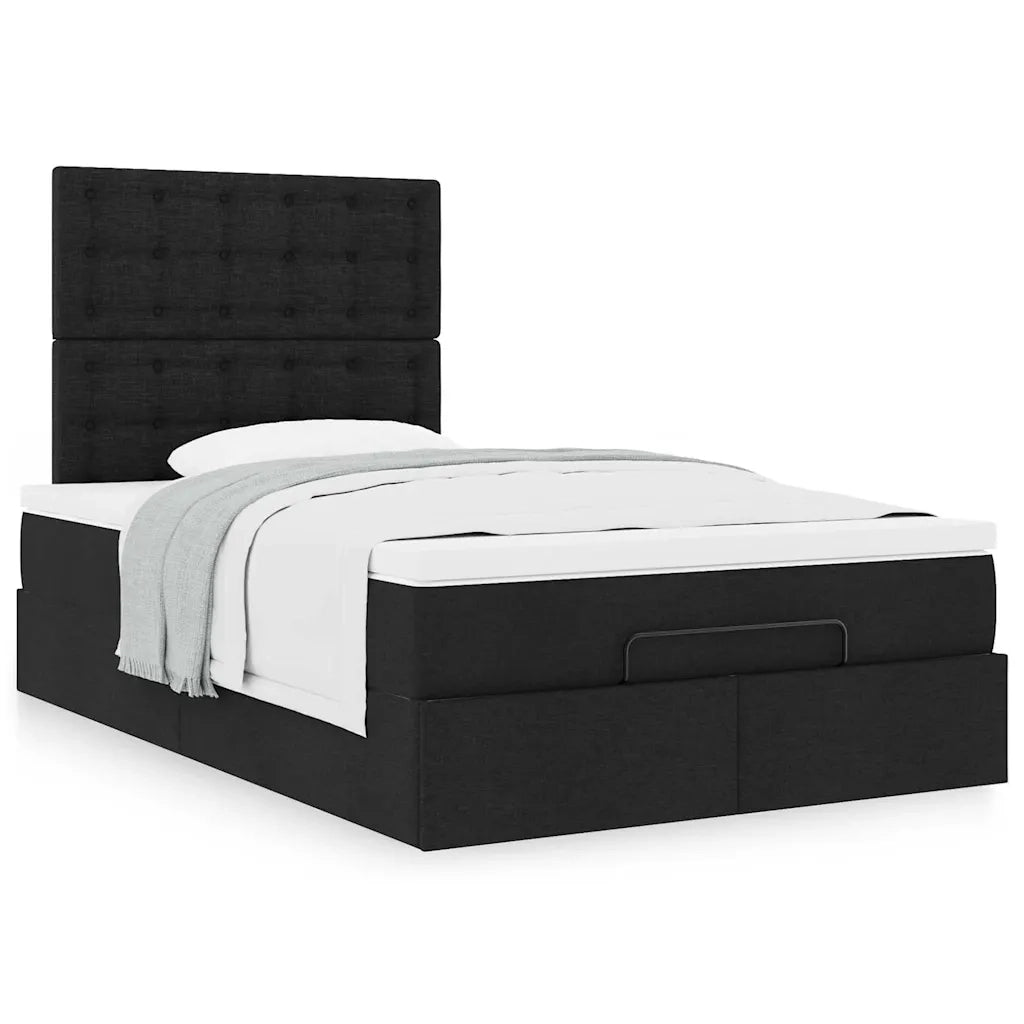 Struttura Letto Pouf con Materasso Nero 120x190 cm in Tessuto 3313308