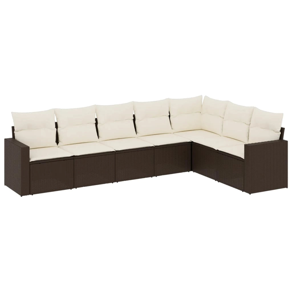 Set Divani da Giardino 7 pz con Cuscini Marrone in Polyrattancod mxl 110998