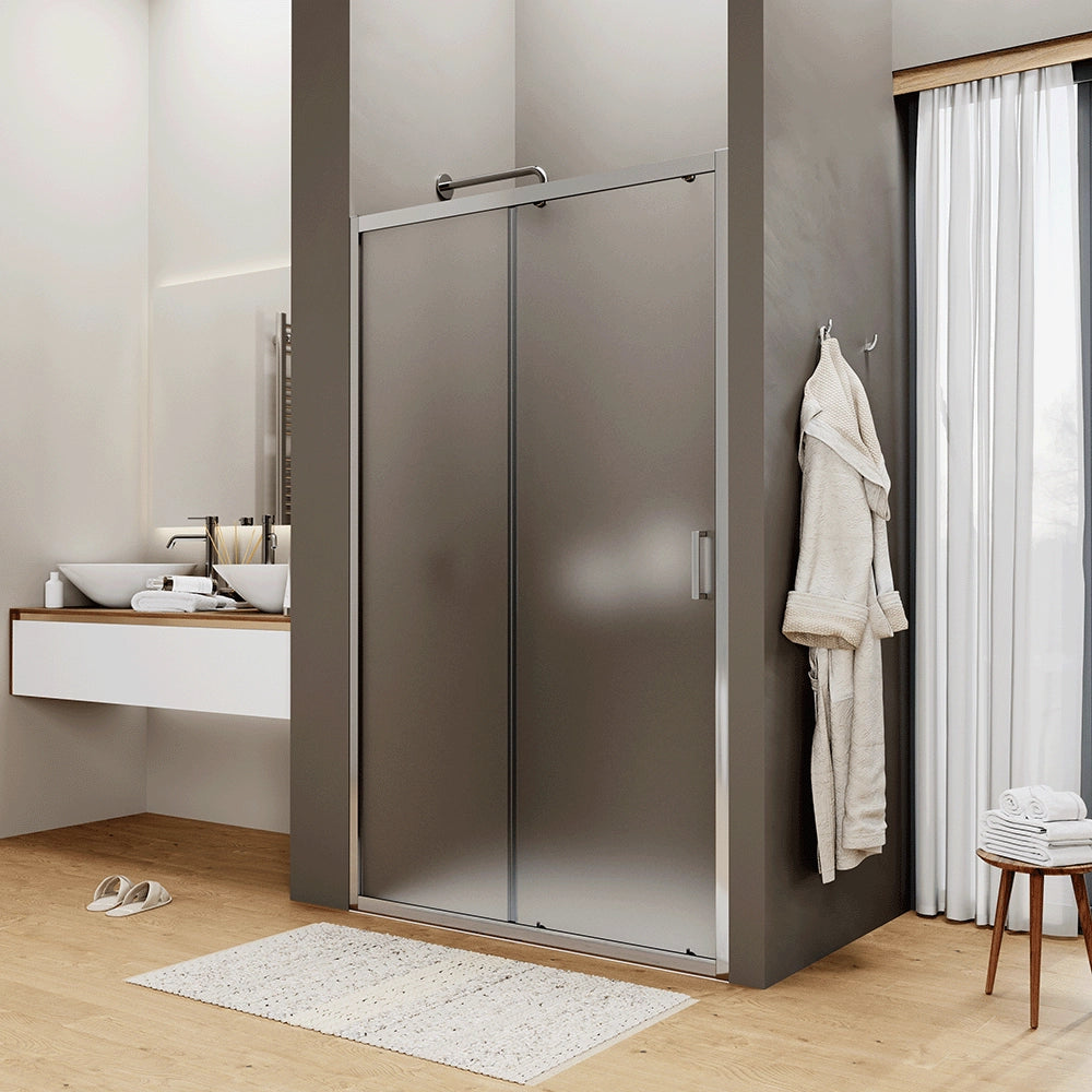Box doccia nicchia da 140 cm apertura scorrevole reversibile vetro opaco h190 | Sicily