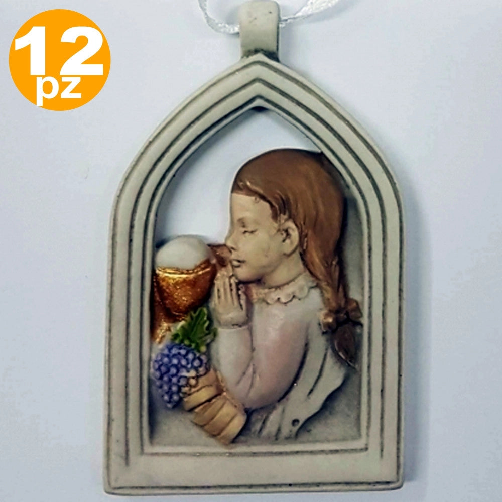 Trade Shop - Bomboniera Comunione Bambina Arco Eucarestia Calice Bianco Ceramica Appendino -