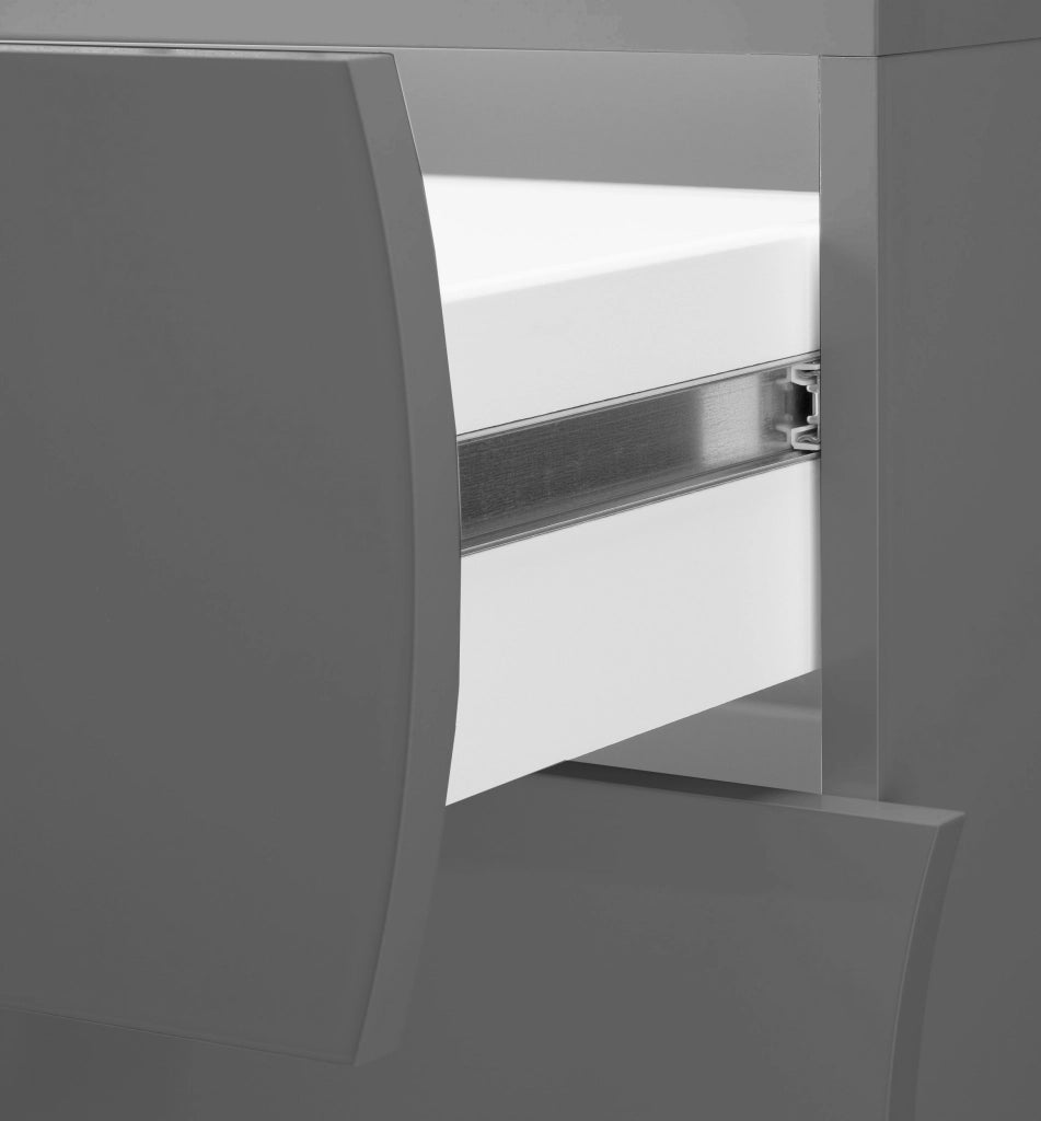 Comodino 2 Cassetti Onda 50x40x41,3 cm Finitura in Melamina Antracite Opaco