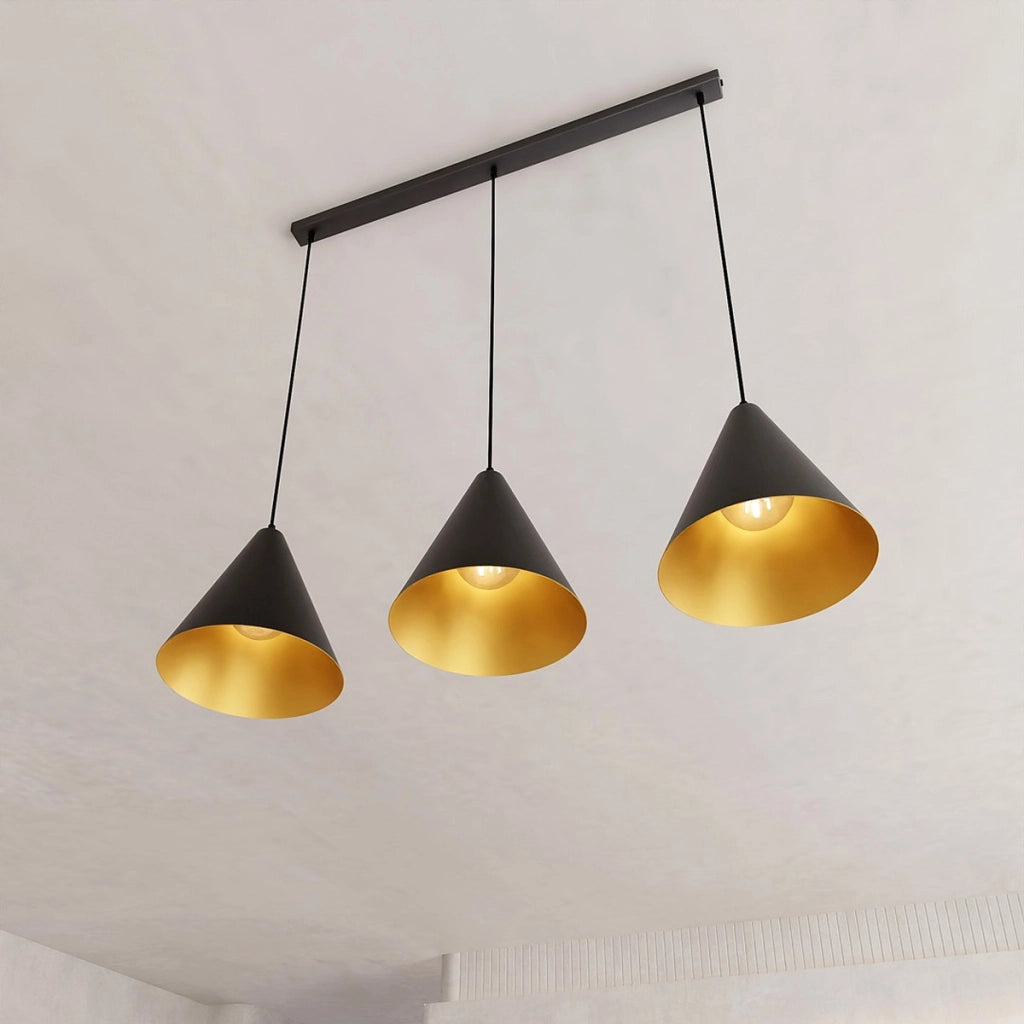 Lampada a sospensione REBEL in acciaio nero e oro