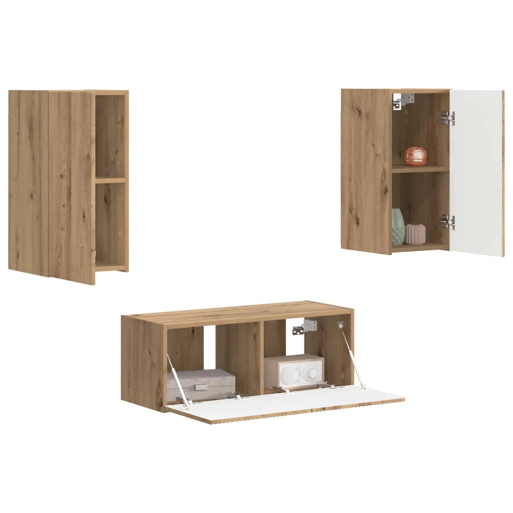 Set mobile TV 2 pcs Rovere artigianale Legno multistrato
