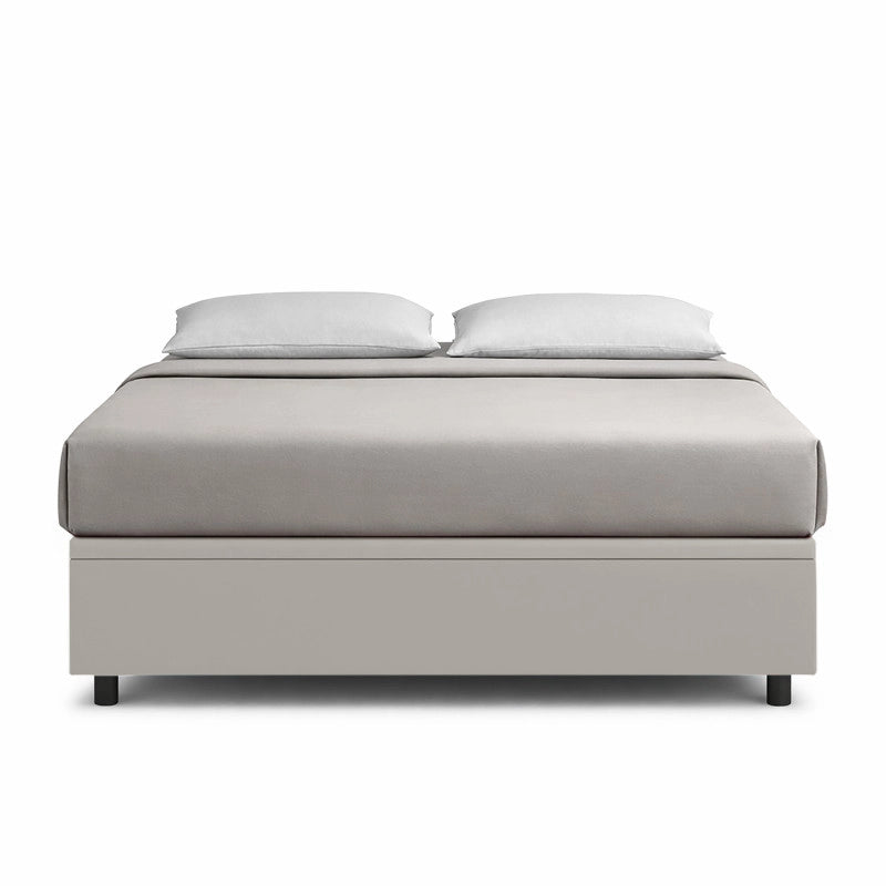 Letto imbottito Matrimoniale 180x190 cm BoxMax - Similpelle,Tortora,Contenitore