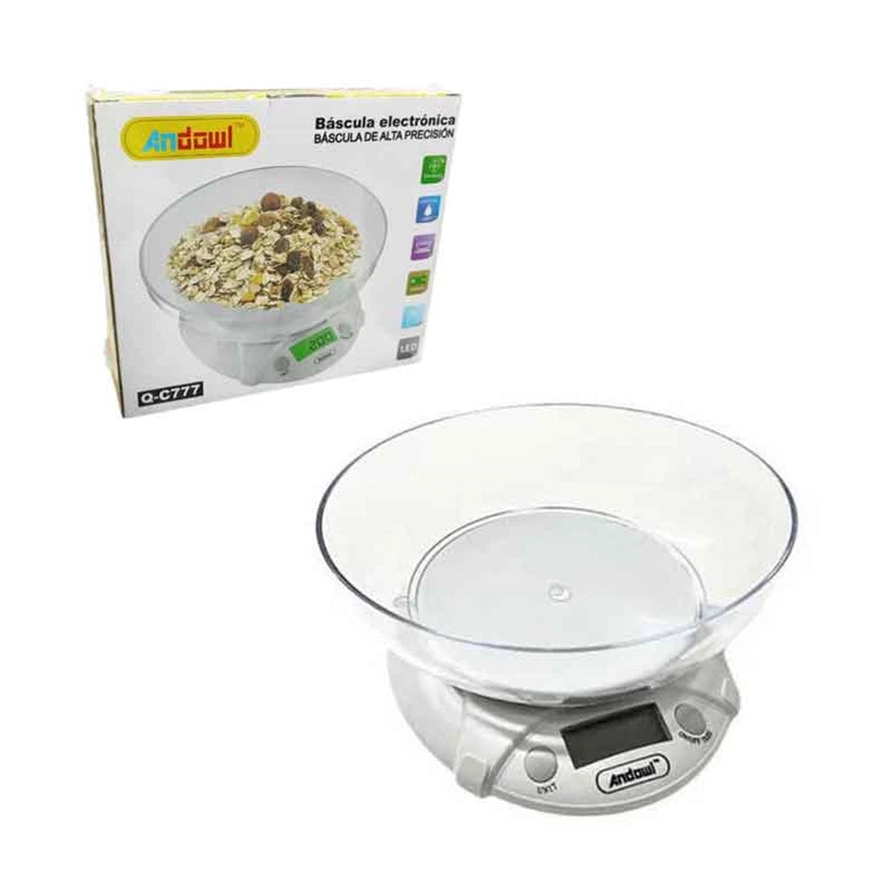 Trade Shop - Bilancia Da Cucina Elettronica Digitale Con Ciotola Portata 1gr/3kg Display Q-c777 -