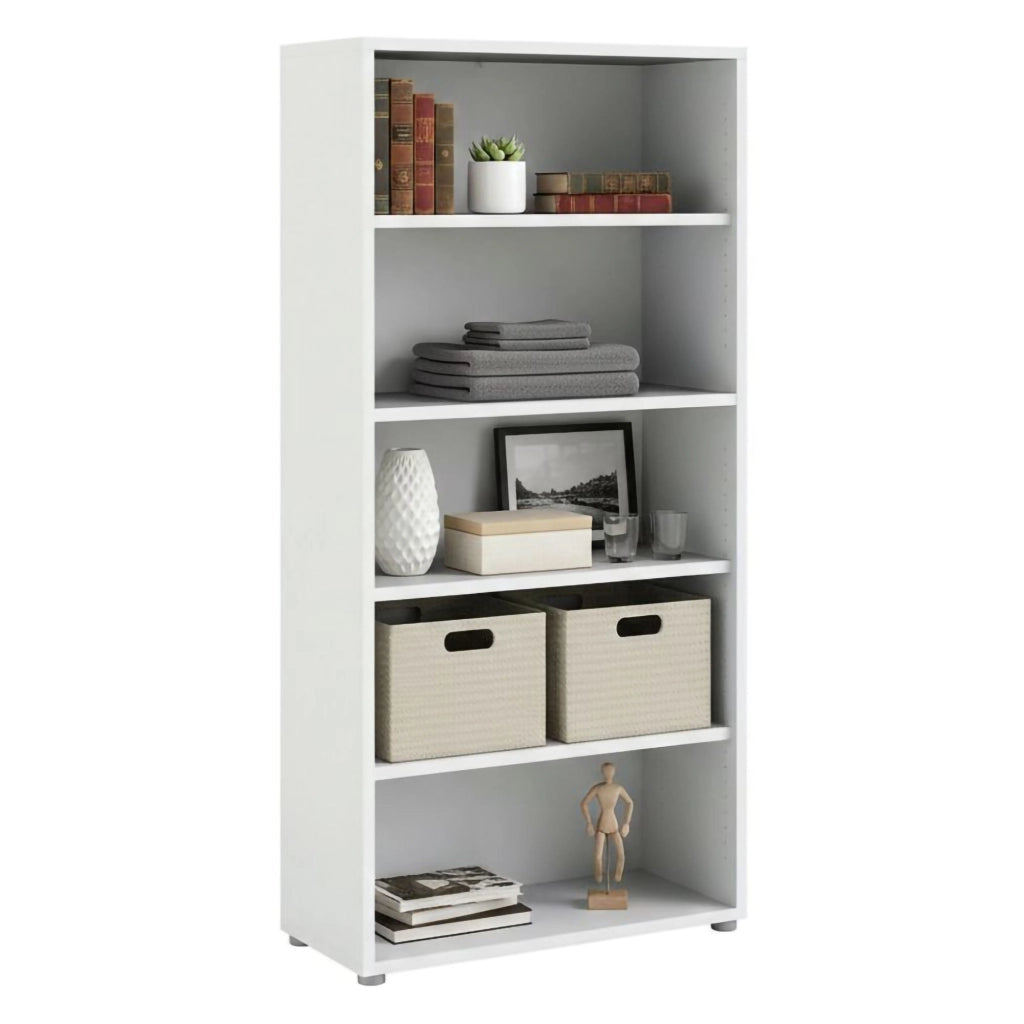 Libreria Apice, Scaffale da ufficio, Mobile portalibri, Biblioteca, 89x40 h186 cm, Bianco
