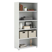 Libreria Apice, Scaffale da ufficio, Mobile portalibri, Biblioteca, 89x40 h186 cm, Bianco