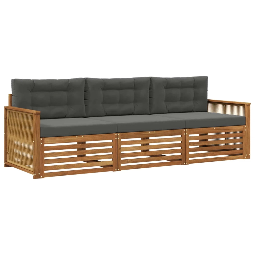 Set di divani da esterno 3 pz Naturale e Antracite 3382970
