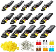 Set di connettori elettrici - 2/3/4-pino - Interruttore - Impermeabile - Resistente alla polvere - Isolato - Incluso sigillante in silicone - Autoplug