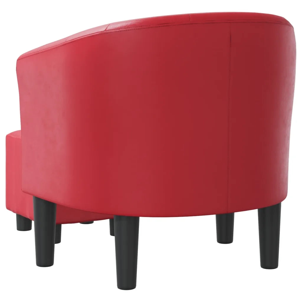 Poltrona a Pozzetto con Poggiapiedi Rossa in Similpelle 356468