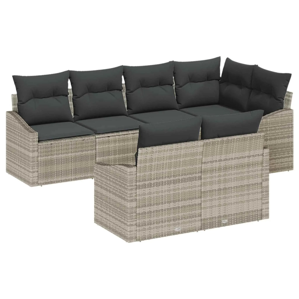 Set Divano da Giardino 7 pcs Grigio chiaro polyrattan 3355431