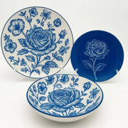 Servizio di Piatti da Tavola in Porcellana Rose Blu 18 Pezzi