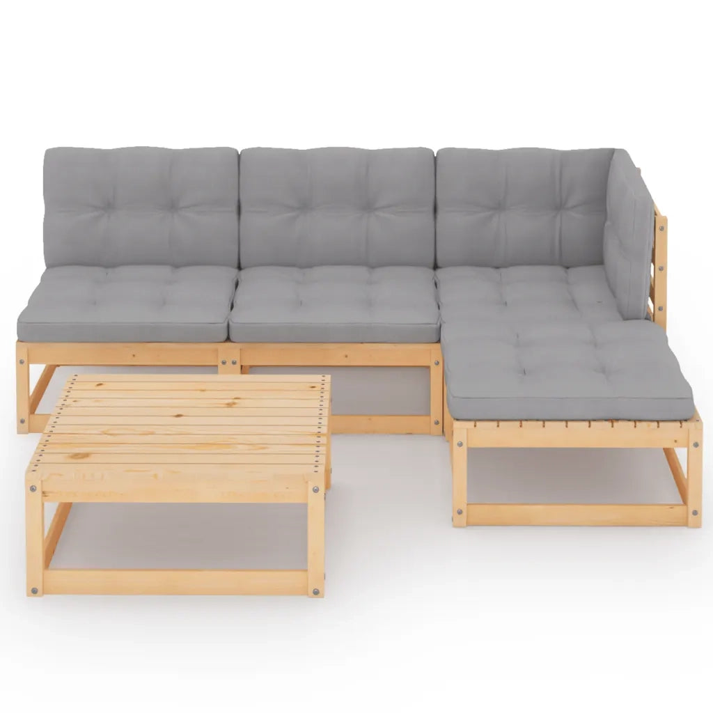Set Divani da Giardino 5 pz con Cuscini Legno Massello di Pino cod mxl 52431