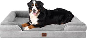 Letto per cani ortopedico per grandi cani, 132 x 104 x 20 cm, cuscino per cani XXL di schiuma a bassa densità, divano per cani lavabile, impermeabile e antiscivolo, panca per cani con bordo alto, grigio