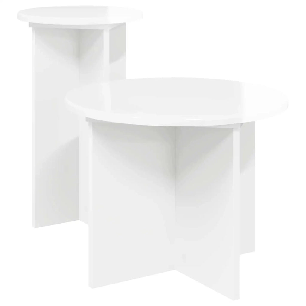 Set tavolini 2 pcs Bianco Lucido Legno ingegnerizzato 8001032