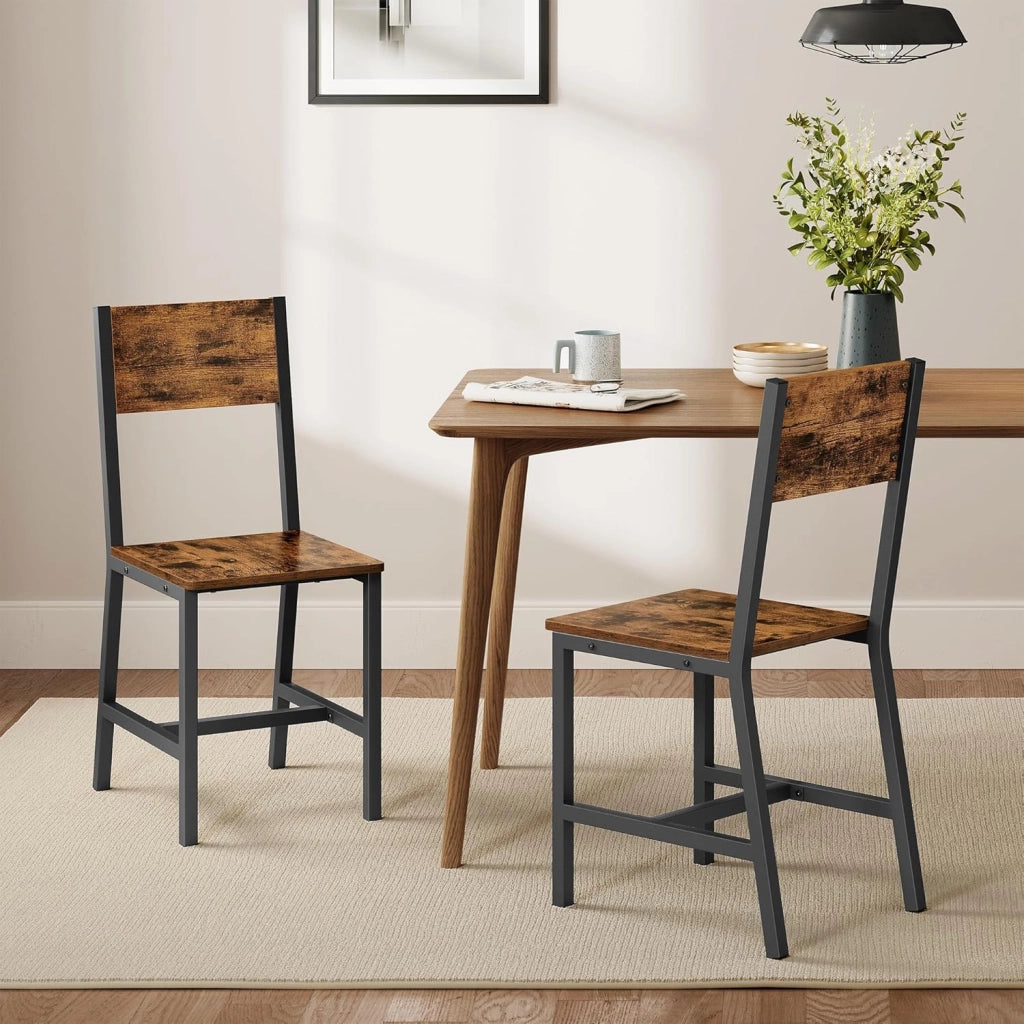 VASAGLE Sedie da Pranzo, Set di 2 Sedie da Cucina, Struttura in Acciaio, Stile Industriale, per Sala da Pranzo, Soggiorno, Cucina, Marrone Vintage e Nero Inchoistro LDC092B01V1