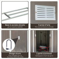 Casetta Box da Giardino in Lamiera Grigio 213x127x185 cm