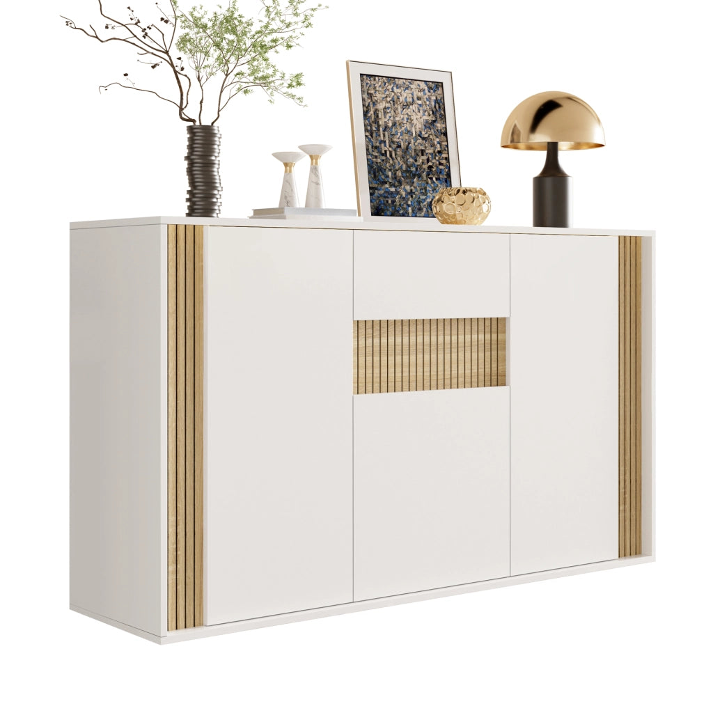 Credenza con 3 ante; 1 cassetto e LED regolabile - per soggiorno - 140×40×82 cm