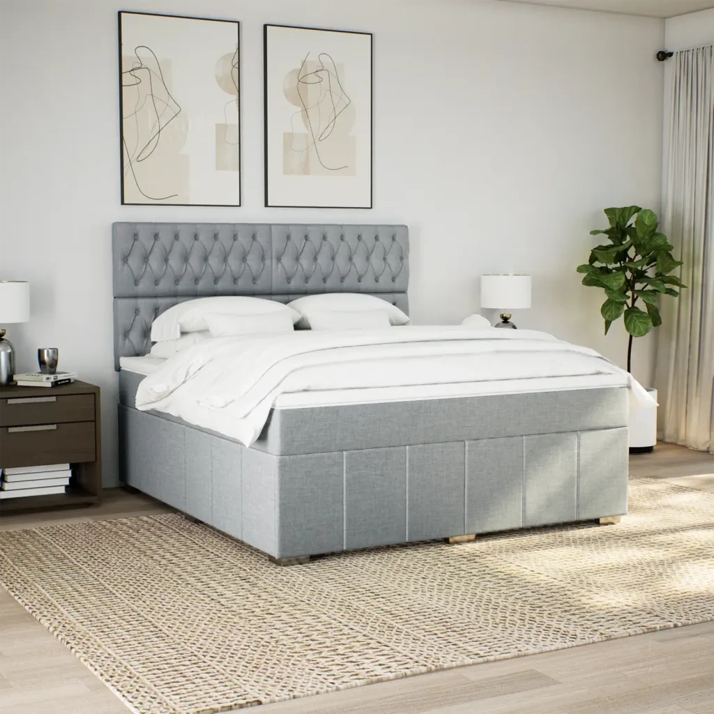 Giroletto a Molle con Materasso Grigio Chiaro180x200 cm Tessuto