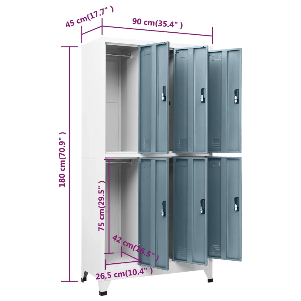 Armadietto Grigio Chiaro e Scuro 90x45x180 cm in Acciaio cod mxl 42117