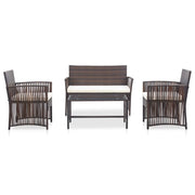 Set Divani da Giardino 4 pz | Set Salotto da Giardino con Cuscino in Polyrattan Marrone
