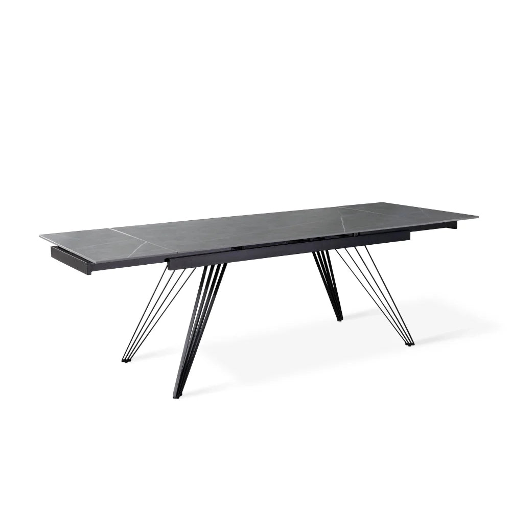 Tavolo da pranzo allungabile in ceramica effetto marmo grigio Augustus 160-240x90 cm fino a 10 posti | Duzzle