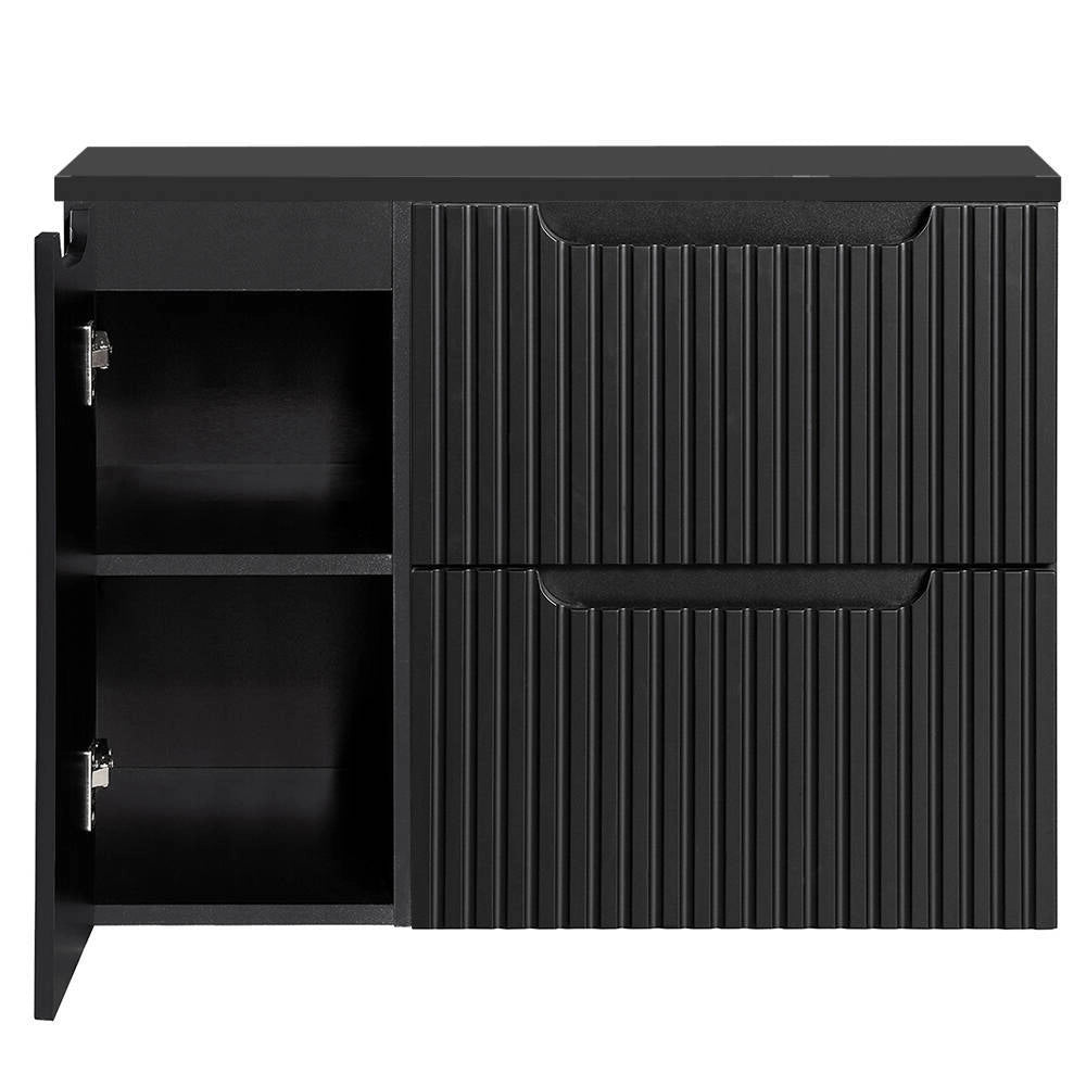 Mobile Sottolavabo da Parete NEWPORT con 2 Cassetti e Armadietto 80 x 60 x 40 cm - Nero [en.casa]