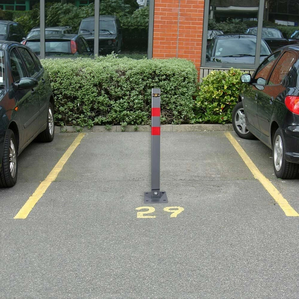 Palo Dissuasore Anti Parcheggio Auto Ribaltabile Quadrato con Chiave Lucchetto