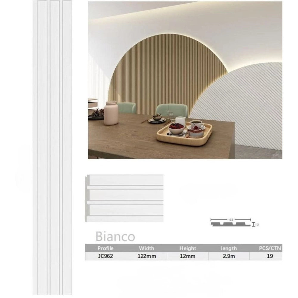 Trade Shop - Pannello Decorativo 3d Bianco 122x290 Cm Effetto Doghe Verticali In Ps -