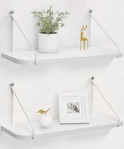 Scaffale da parete oscillante per magazzino per cucina bagno camera da letto soggiorno set di 2 - Bianco legno metallo decorazione moderna