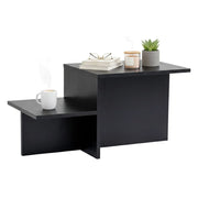 Tavolino da salotto Varian, Tavolo basso da caffè, Portariviste per divano, Ripiano da soggiorno, 80x40 h40 cm, Nero