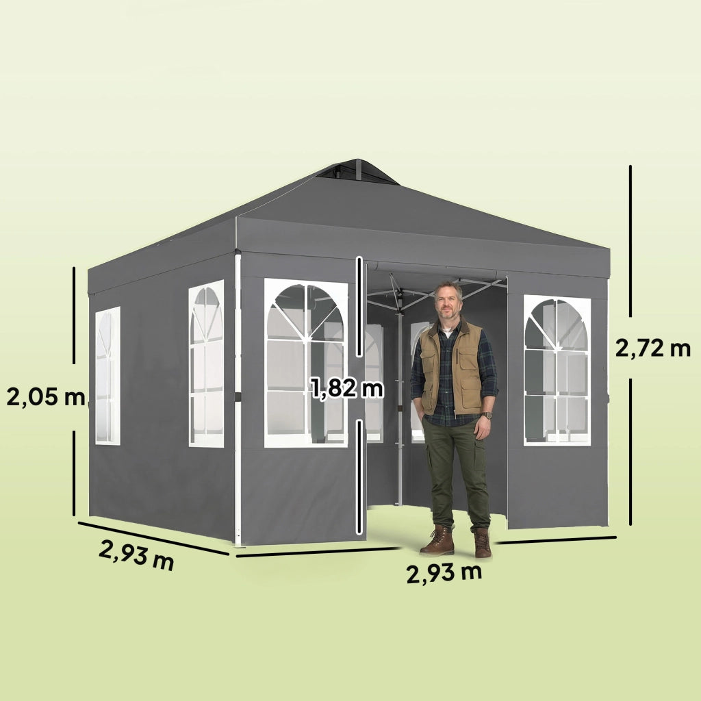 Tenda da giardino pieghevole 3x3 m con UPF50+ ¨C zephmum ¨C grigio scuro