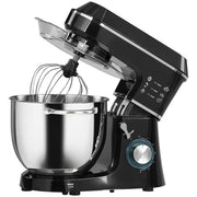 IMPASTATRICE PLANETARIA 1400W CON CIOTOLA 7L E 6 VELOCITA', GANCIO IMPASTATORE, FRUSTA E SBATTITORE, NERO