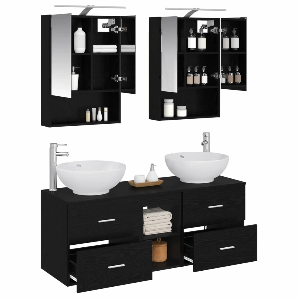 Set di mobili per il bagno 5 pcs Rovere Nero 3406960