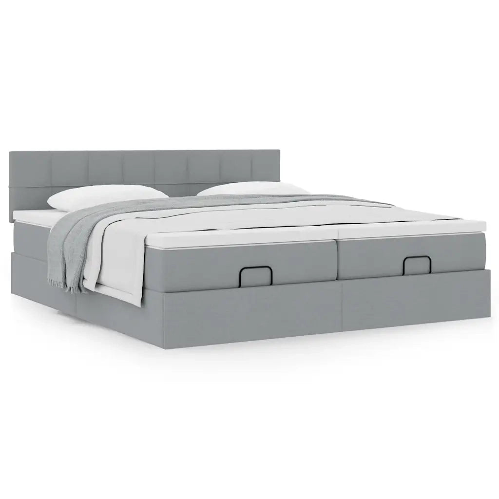 Struttura Letto Pouf con Materassi 200x200 cm in Tessuto 3312001