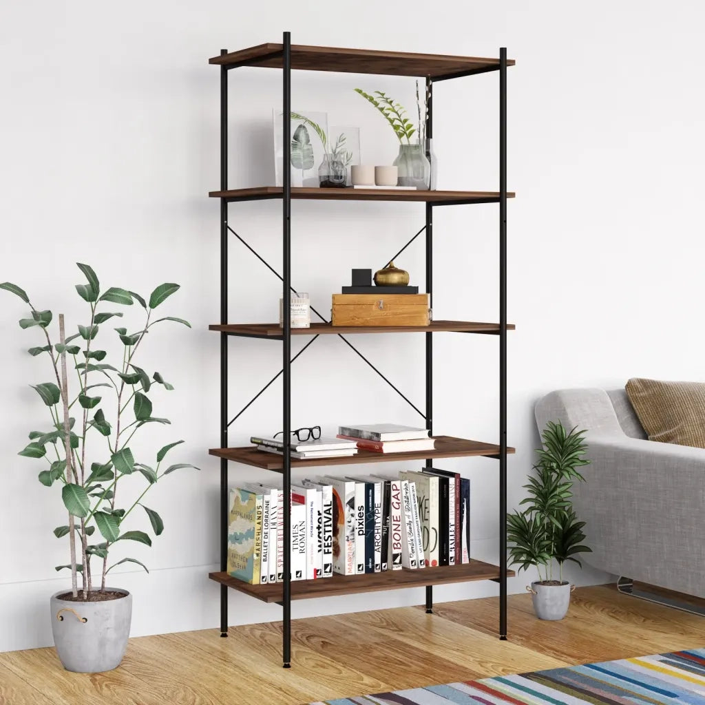 Scaffale con 5 Mensole Nero e Naturale 80x40x163 cm CFW9560413