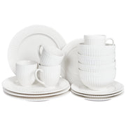 Set di 16 stoviglie di porcellana bianca fatti a mano con finitura lucida Servizio per 4 persone Design classico Cucina Sala da pranzo