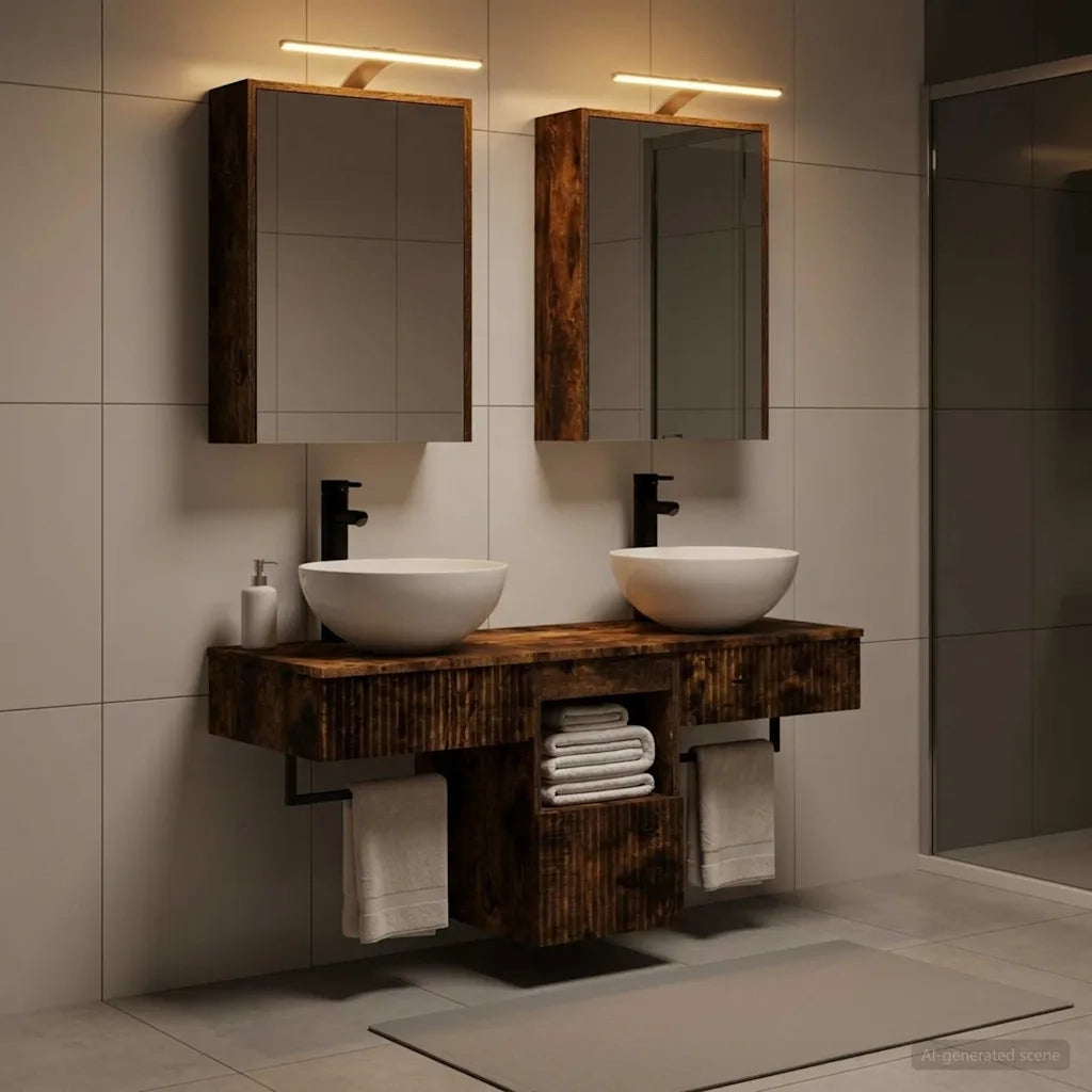 Set di Armadi da Bagno 5 pcs Rovere Fumo 43 x 16 x 62,5 cm 3406283