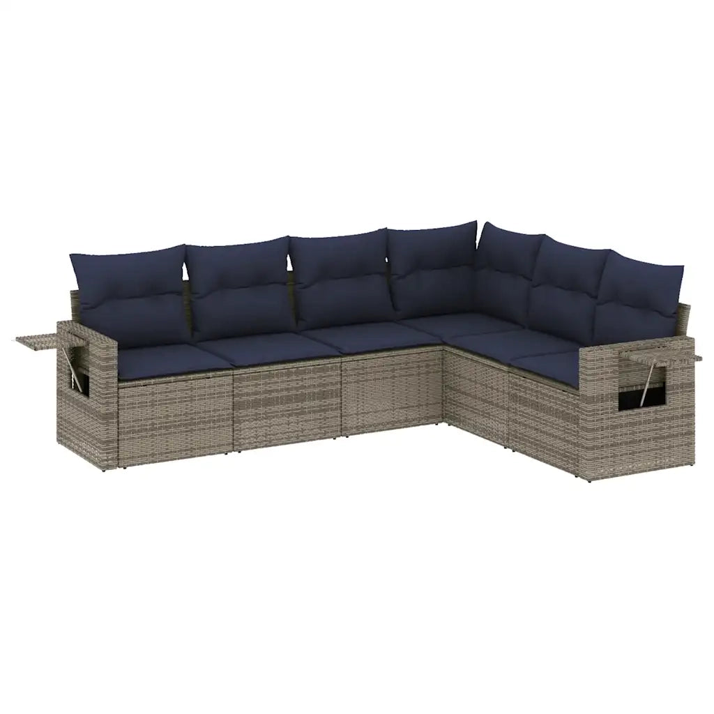 Set Divani da Giardino 6 pz con Cuscini Grigio in Polyrattan 3220210