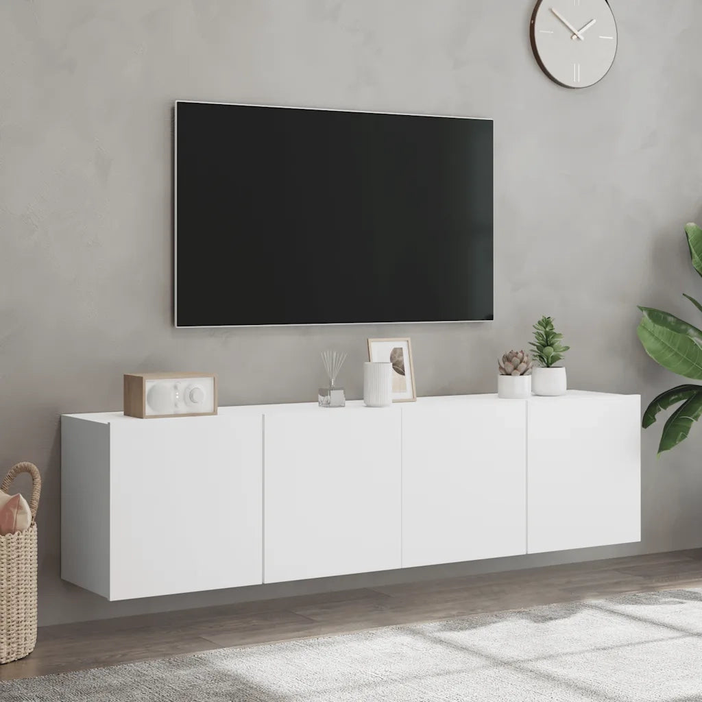 Mobili TV a Parete 2pz Bianchi 80x30x41 cm