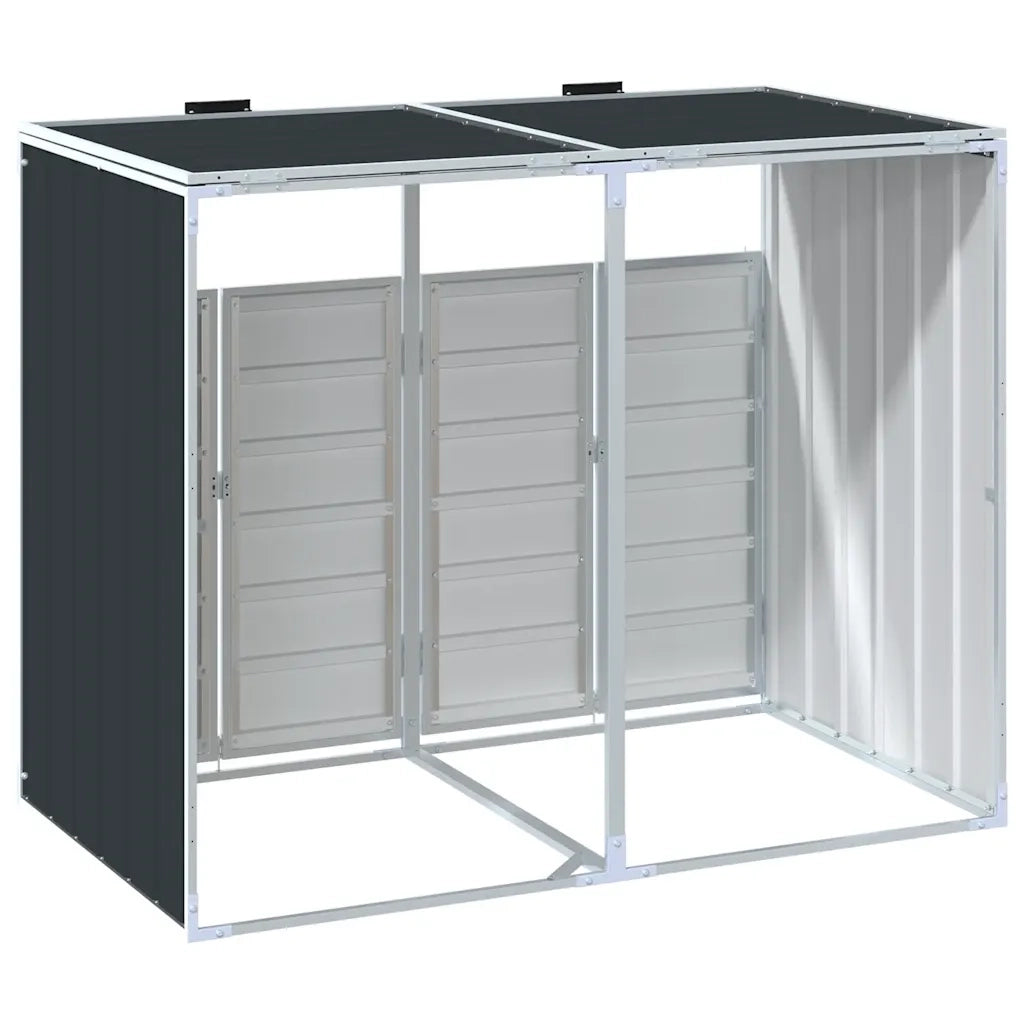 vidaXL Copribidone Ruote per 2 Bidoni Antracite 144x81x113 cm Acciaio