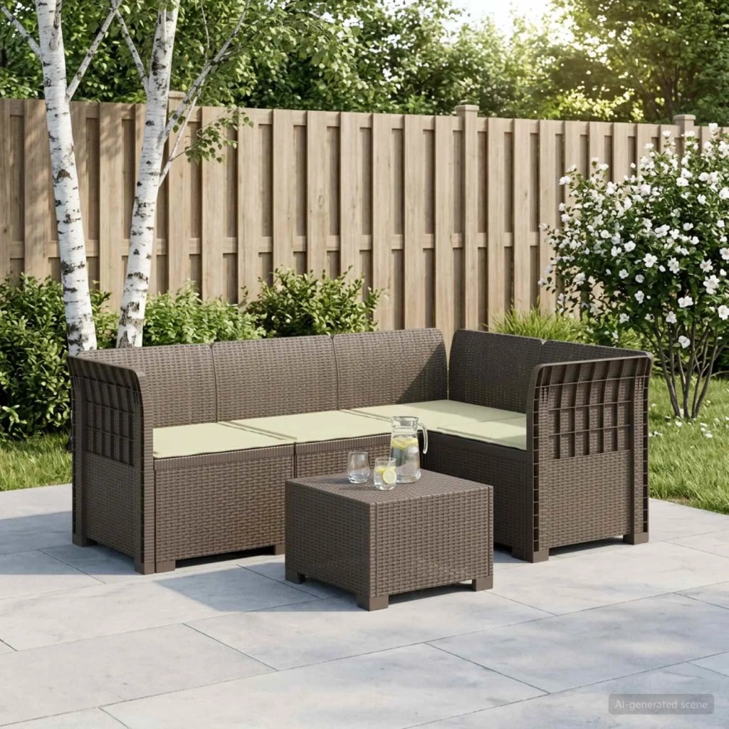 Divano da Giardino 4 Posti con Cuscini Aspetto Rattan PP 3443974