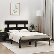 Giroletto-Struttura Letto Nero in Legno Massello 200x200 cm 114337